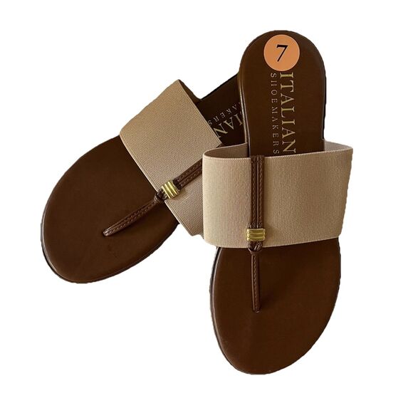 Italian Shoemakers Asher Thong Flip Flop Sandal Size‎ 7 Beige Elastic Band, NEW - Picture 10 of 11